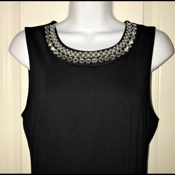 Little black dress with pearl and crystal trim - Picture 3 of 6